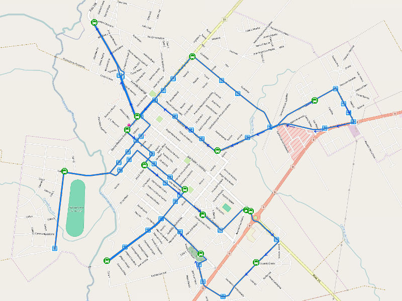 Mapa recorrido ciudad de Rocha